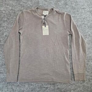 Lucky Brand Henley Shirt Mens Small Gray Slub Knit Long Sleeve Small NWT Preppy